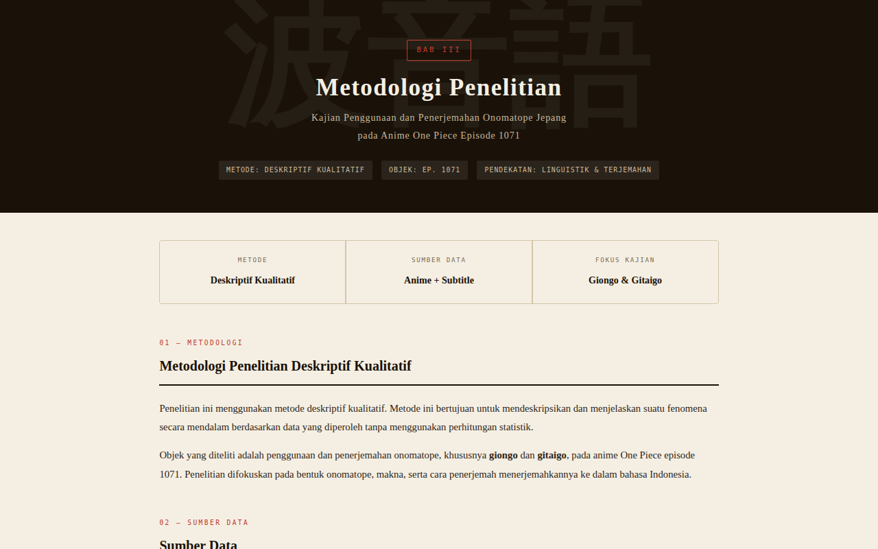 Screenshot Metodologi Onomatope